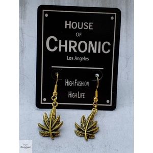 Sativa Drop Cannabis Leaf Teardrop Earrings